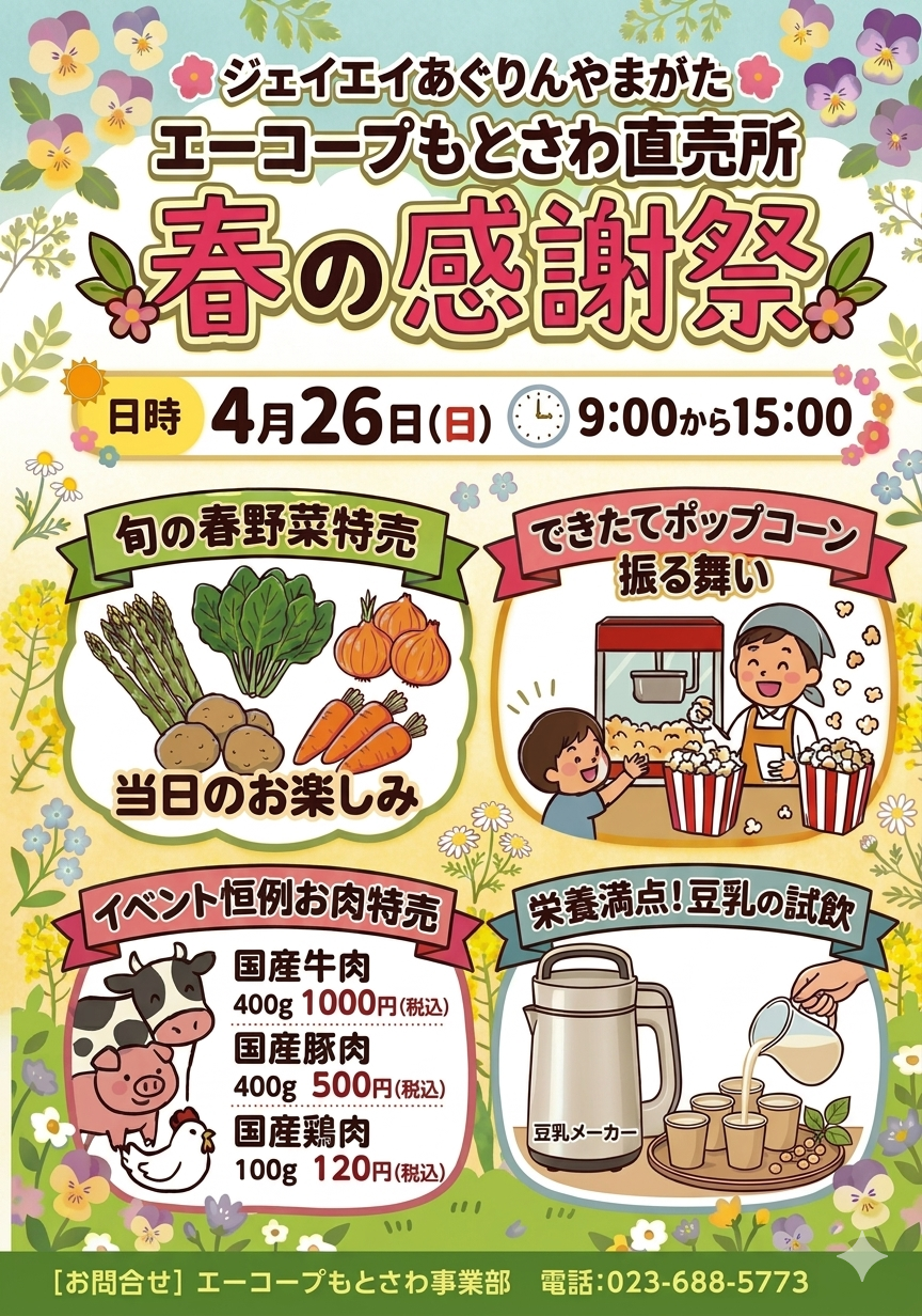 春の感謝祭開催 | ジェイエイあぐりんやまがた